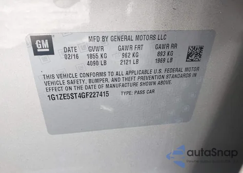 2016 Chevrolet Malibu 1Lt from USA, damaged, VIN 1G1ZE5ST4GF227415